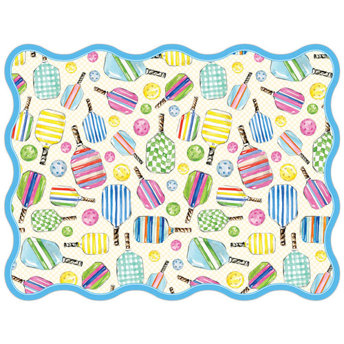 Pickleball Paddles Balls Pattern Posh Die-Cut Placemats
