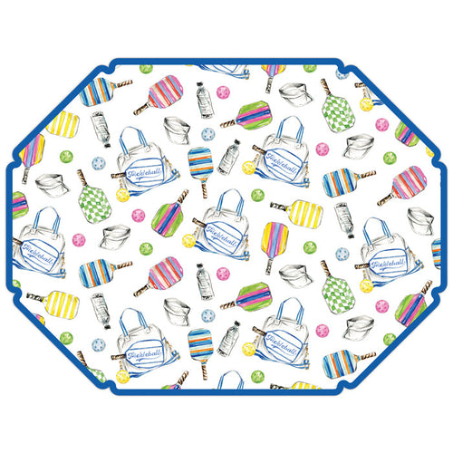Pickleball Equipment Colorful Paddles Posh Die-Cut Placemats