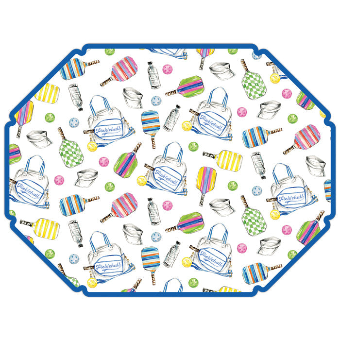 Pickleball Equipment Colorful Paddles Posh Die-Cut Placemats