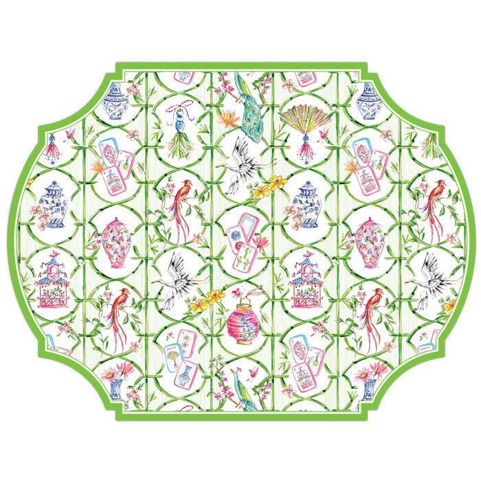 Mahjong Icons Green Bamboo Posh Die-Cut Placemat