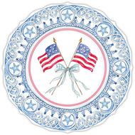 Patriotic Plate Light Blue Flags Bow Posh Die-Cut Placemat