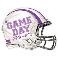 Handpainted Purple and White Game Day Fort Worth, TX Helmet Posh Die-Cut Placemat