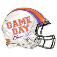 Handpainted Orange and Purple Game Day Clemson, SC Helmet Posh Die-Cut Placemat