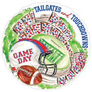 Handpainted Red and Blue Tailgates and Touchdowns Stadium Round Posh Die-Cut Placemat