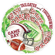 Handpainted Maroon and White Tailgates and Touchdowns Stadium Round Posh Die-Cut Placemat