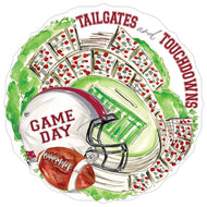 Handpainted Maroon and Gray Tailgates and Touchdowns Stadium Round Posh Die-Cut Placemat