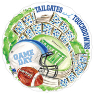 Handpainted Carolina Blue and White Tailgates and Touchdowns Stadium Round Posh Die-Cut Placemat