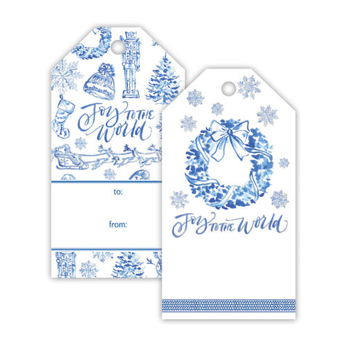 Blue Christmas Toile Gift Tags