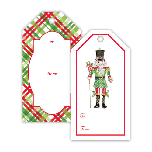 Poinsettia Nutcracker Red and Green Gift Tag Set