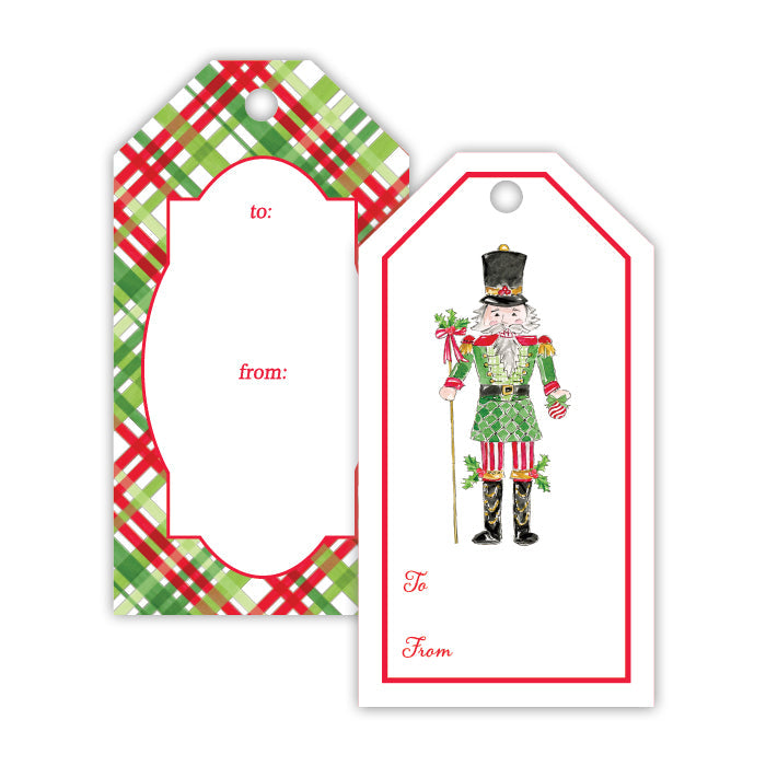 Poinsettia Nutcracker Red and Green Gift Tag Set