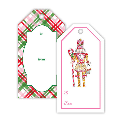 Pink Gingerbread Nutcracker Gift Tag Set