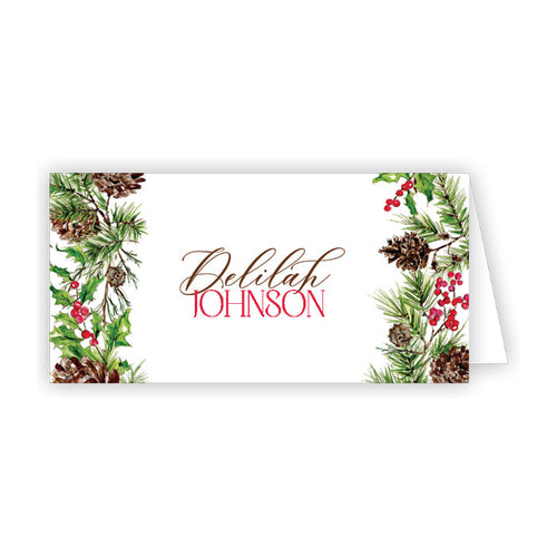 Traditional Pine Border Place Cards