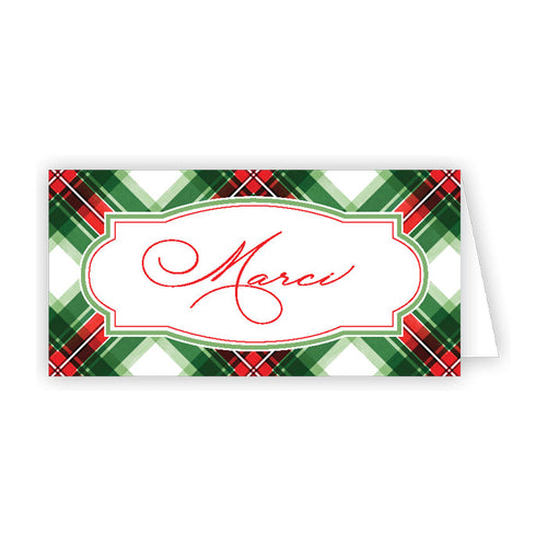 Traditional Pine Plaid Place Cards