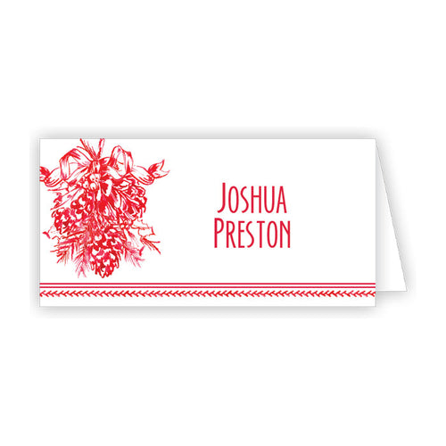 Red Christmas Toile Place Cards