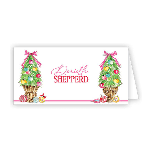 Vintage Pink Topiaries Place Cards