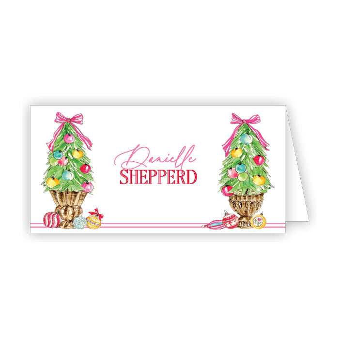 Vintage Pink Topiaries Place Cards