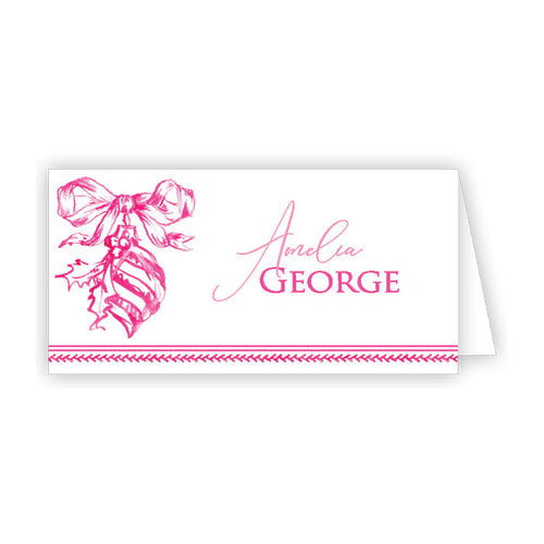 Pink Christmas Toile Place Cards