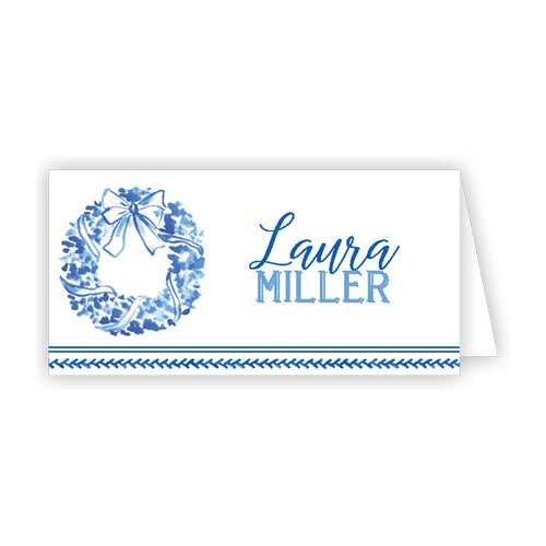 Blue Christmas Toile Place Cards