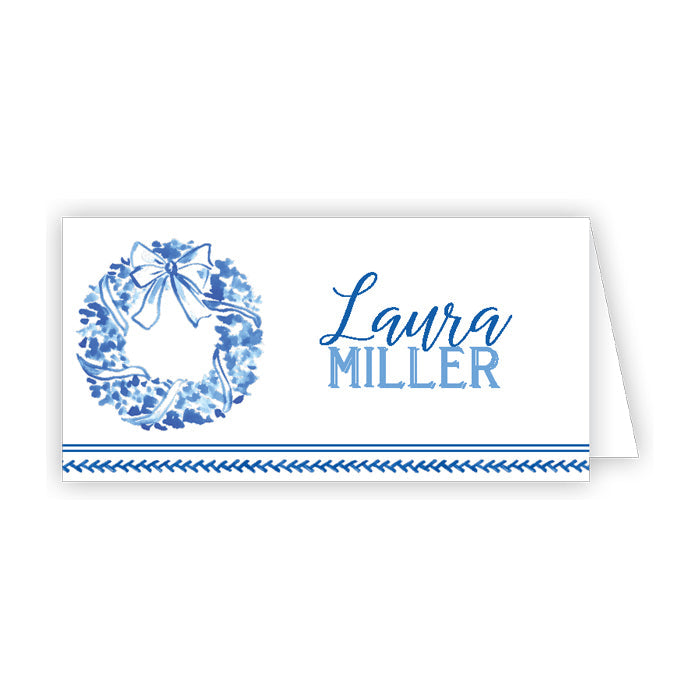 Blue Christmas Toile Place Cards