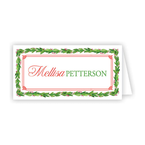 Holly with Berries Red Border Placecard