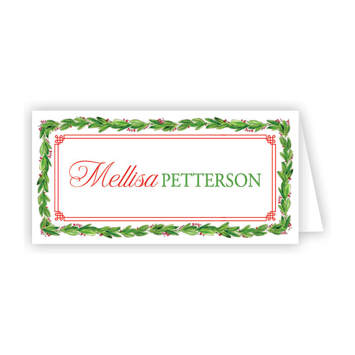 Holly with Berries Red Border Placecard