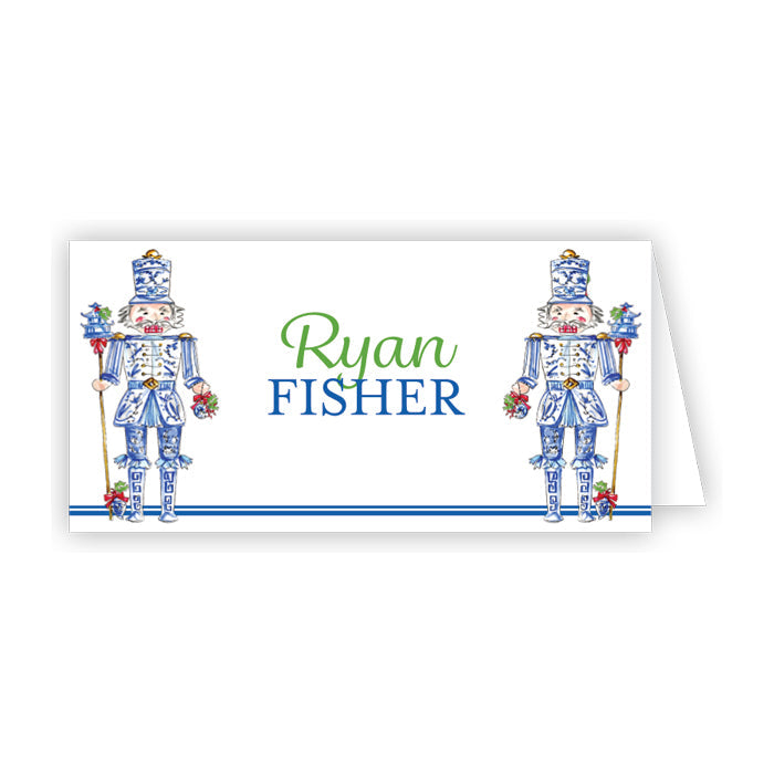 Blue Chinoiserie Nutcrackers Place Cards