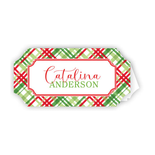 Red Green and Light Green Plaid Place Cards