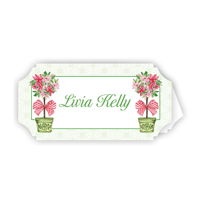 Poinsettia Topiaries Die-Cut Place Cards