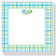 Turquoise Pickleball Plaid Block Notepad