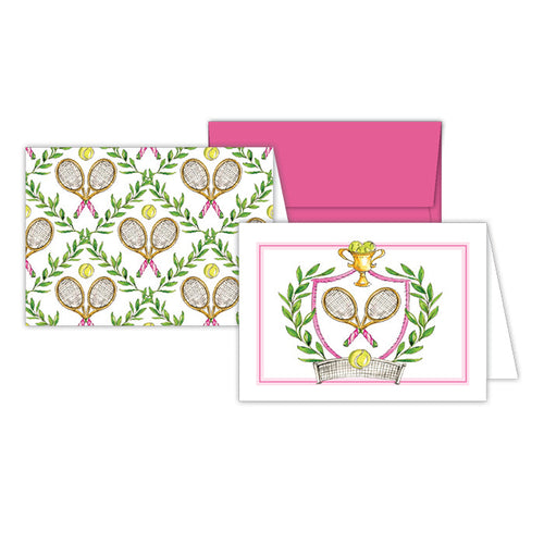 Hand Painted Pink Tennis Crest Petite Note Combo