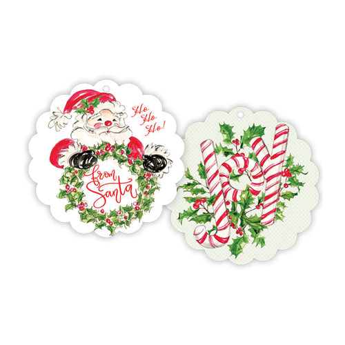 Peppermint Santa Scalloped Gift Tags