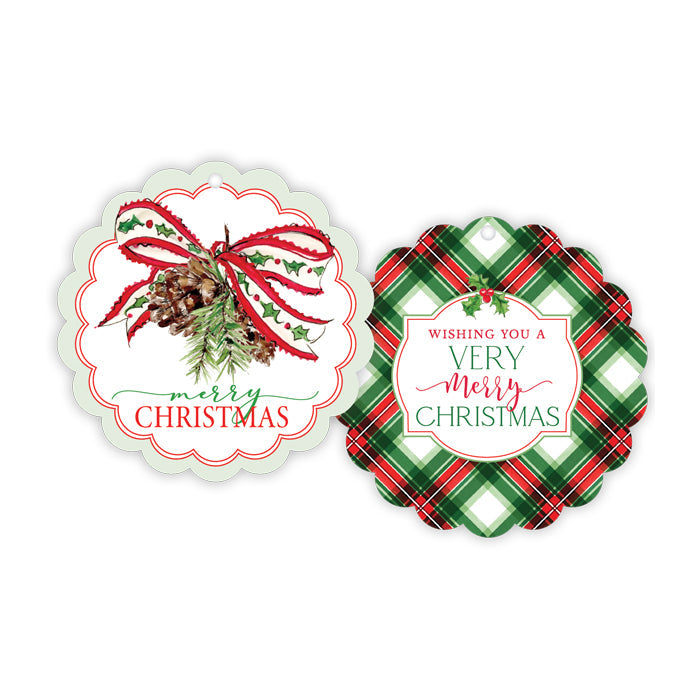 Traditional Pine Plaid Scalloped Gift Tags