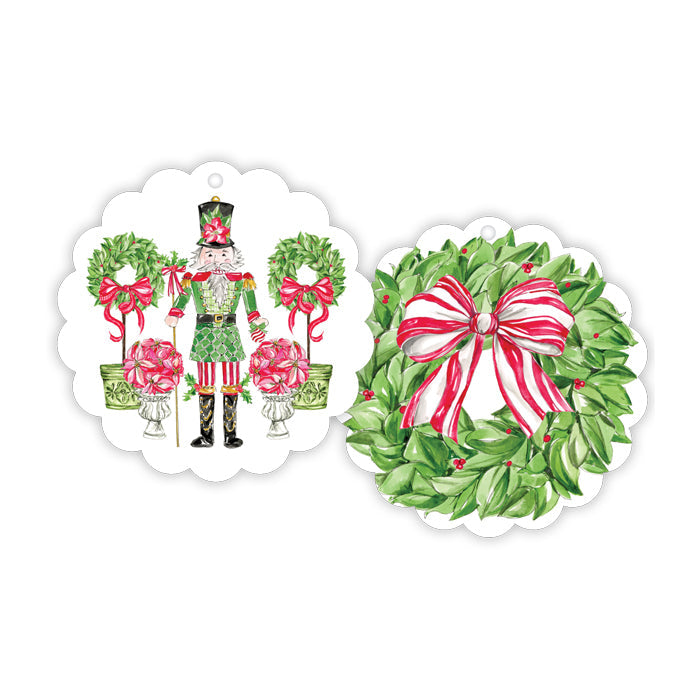 Poinsettia Nutcracker Scalloped Gift Tag Set