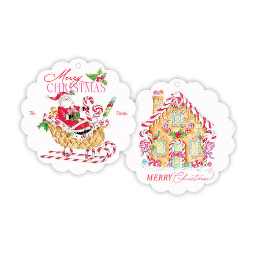 Gingerbread Sleigh & House Scalloped Gift Tag Set