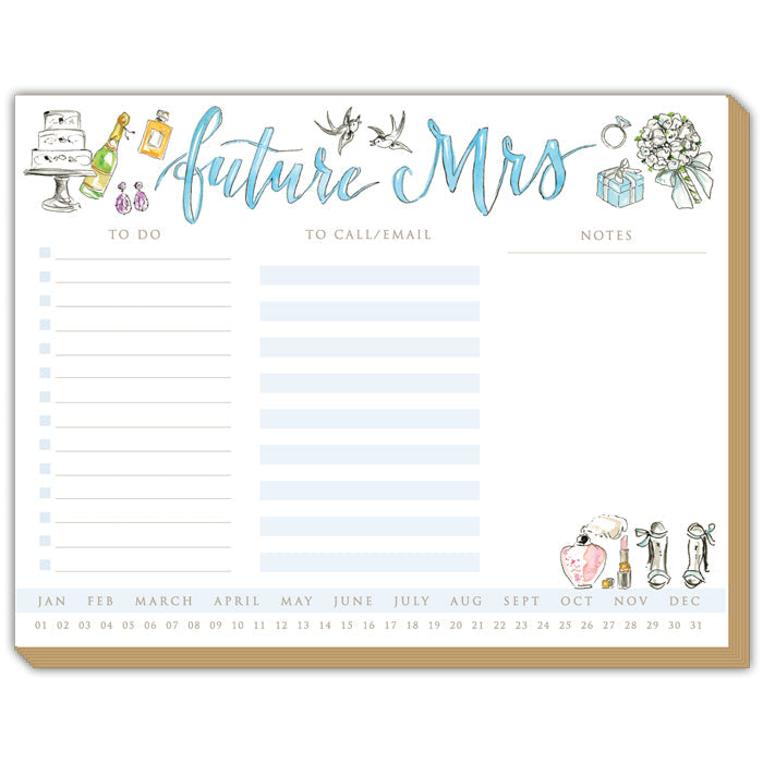 Hand Painted Future Mrs. with Bridal Icons Luxe Planner
