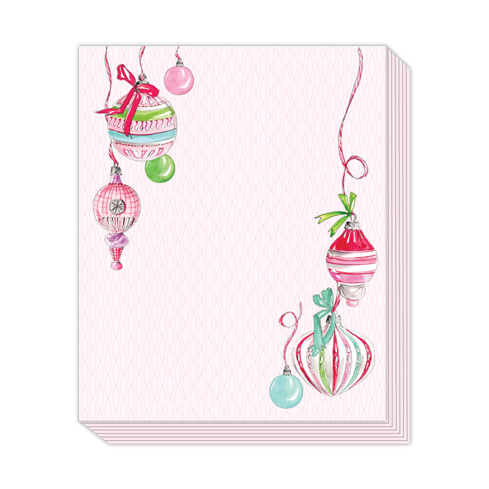 Pink and Green Vintage Hanging Ornaments Stack Pad