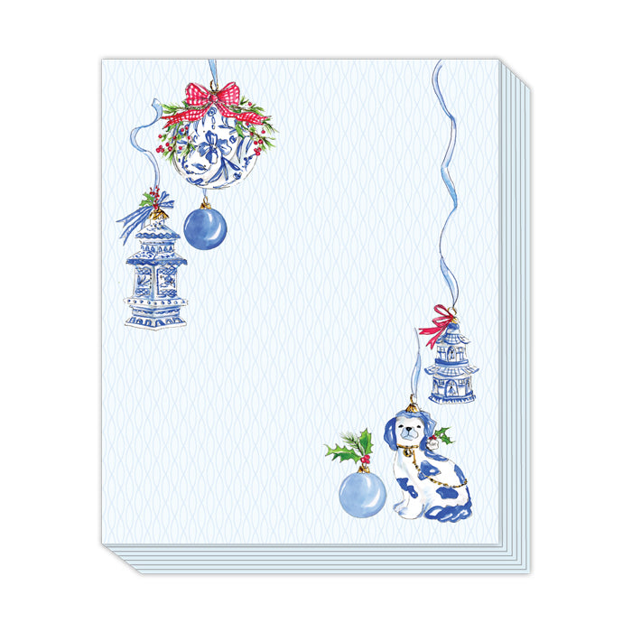 Blue Chinoiserie Ornaments Hanging Stack Pad