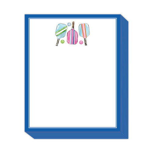 Colorful Pickleball Paddles Balls Blue Border Stack Pad