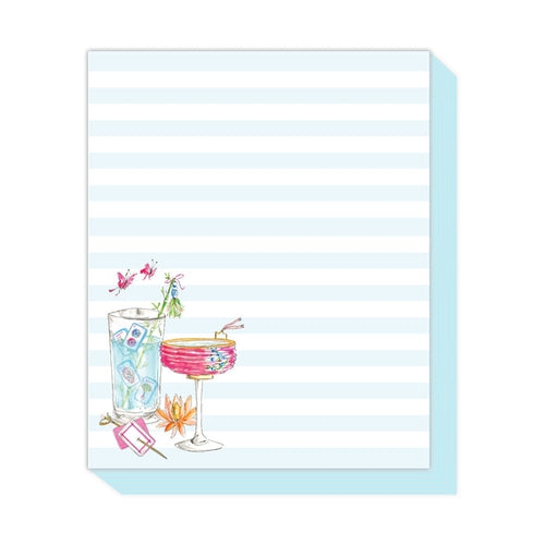 Mahjong Cocktails Turquoise Stripes Stack Pad