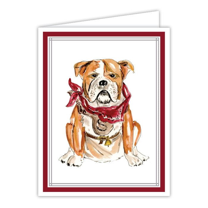 Maroon And Gray Bulldog Greeting Card