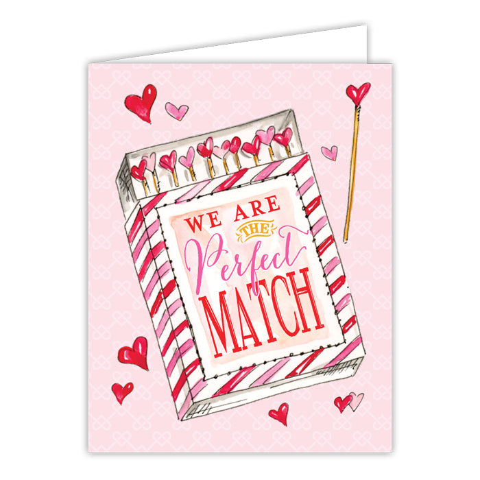 We Are The Perfect Match Heart Match Box Greeting Card