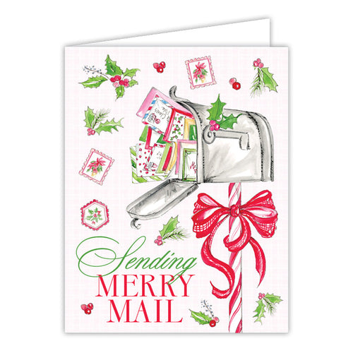 Sending Merry Mail Christmas Stamps Greeting Card