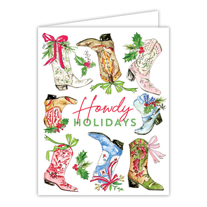 Howdy Holidays Christmas Boots Greeting Card