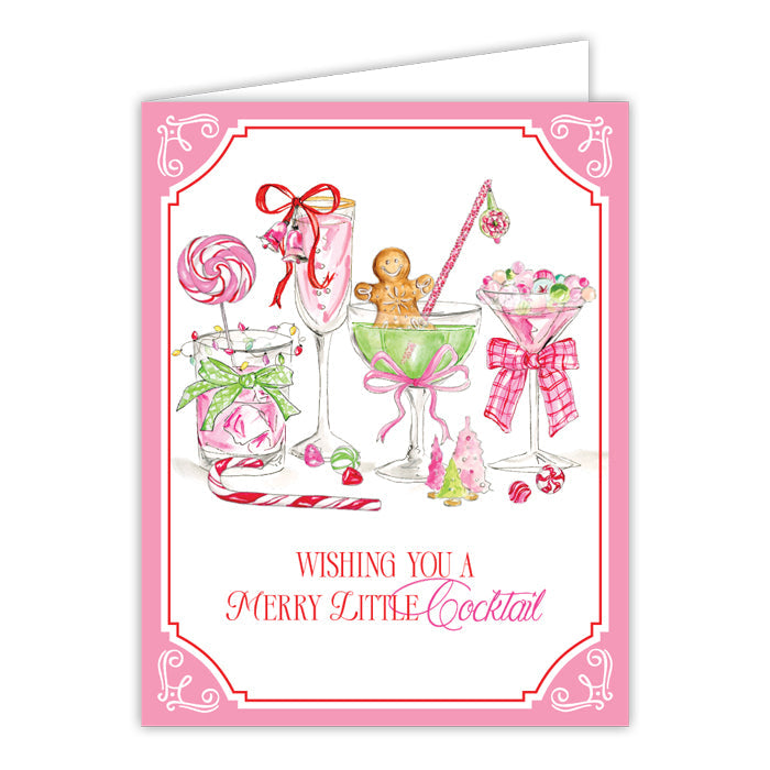 Wishing You A Merry Little Cocktail Pink Greeting Card