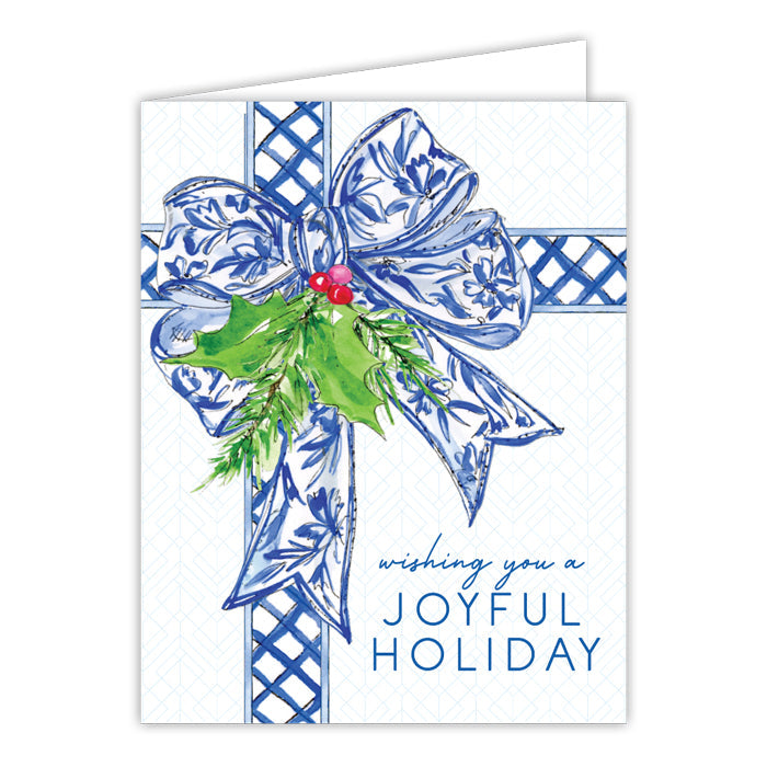 Wishing You A Joyful Holiday Blue Chinoiserie Greeting Card