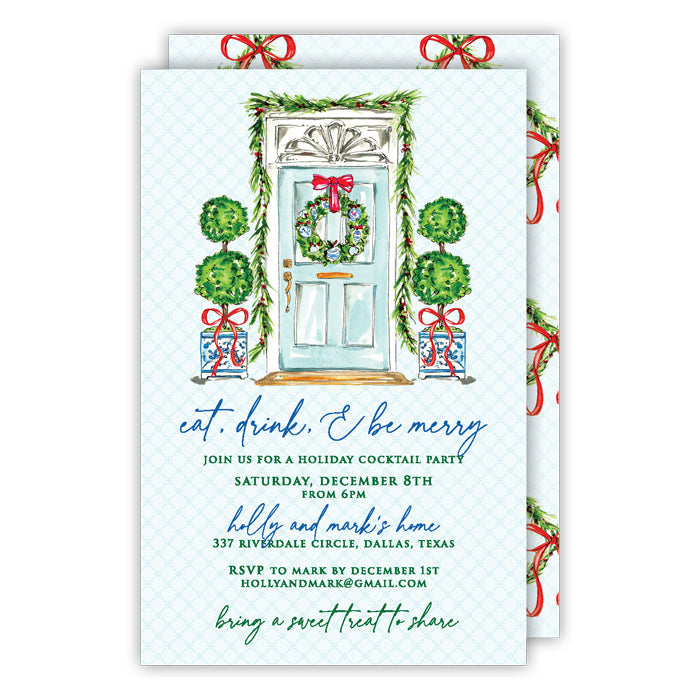 Holiday Porch Blue Chinoiserie Topiary Pots Large Flat