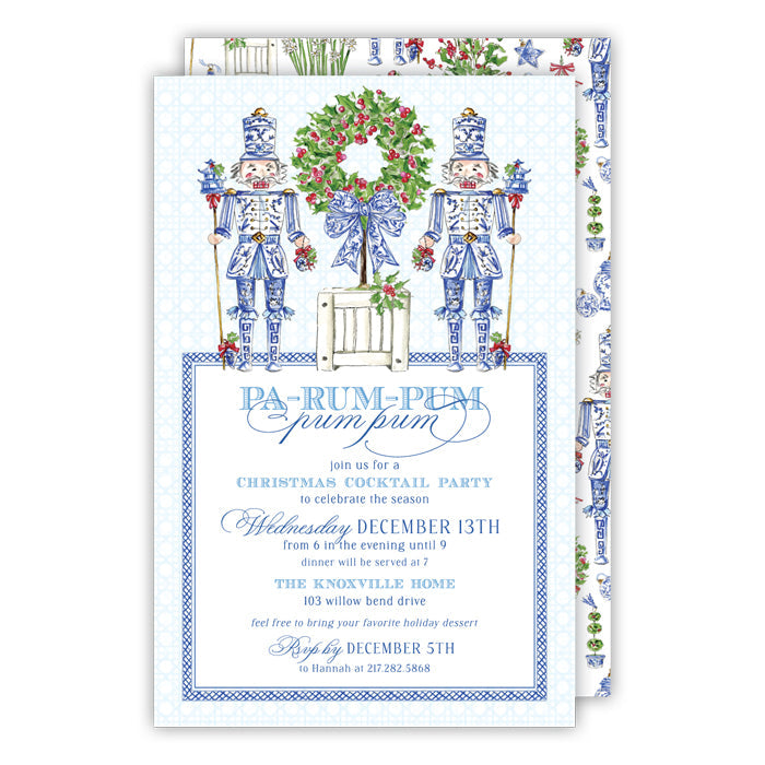 Christmas Chinoiserie Nut Cracker Large Flat Invitation