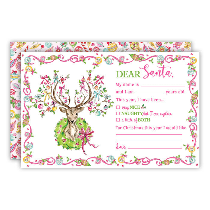 Vintage Pink Deer Letter to Santa