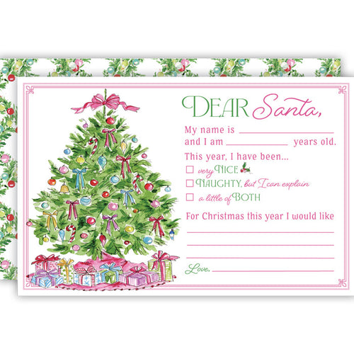 Pink Christmas Tree with Colorful Ornaments Letter to Santa