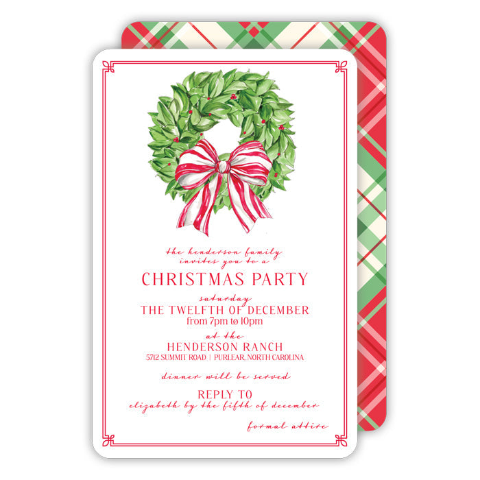 Traditional Tidings Christmas Wretah Large Die-Cut Invitations